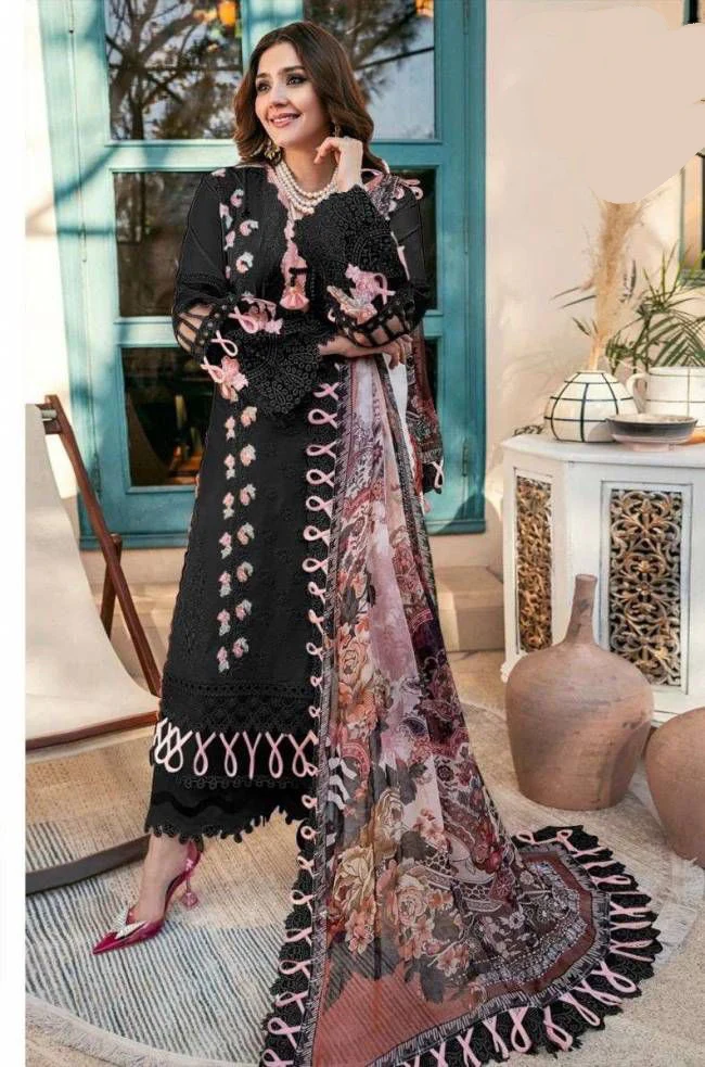 Black rayon embrodered suit -2152 - Image 5